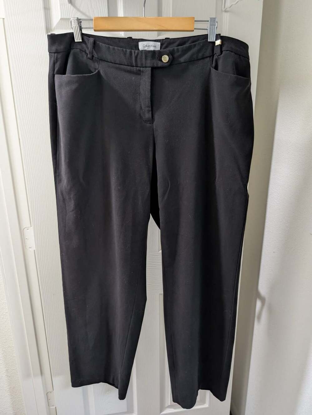 Calvin Klein Dress Pants Size 14W Black Work Office Trousers